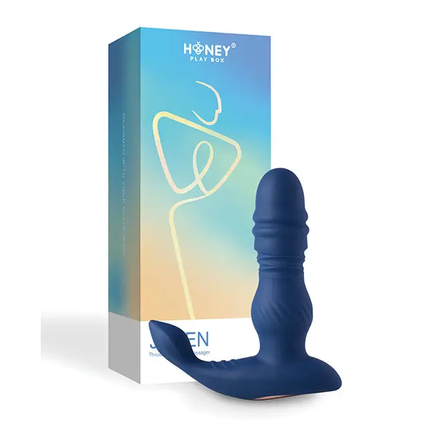 Jaden Thrusting Prostate Massager Vibrating Butt Plug Anal Sex Toy - Blue - Anal Products