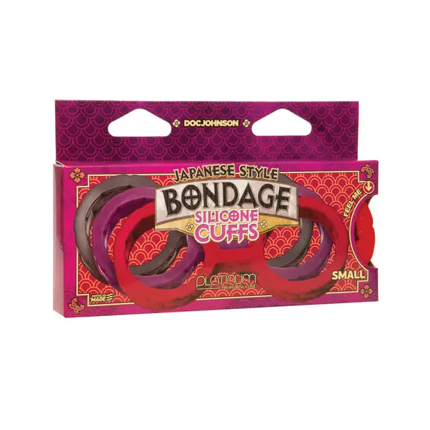 Japanese Bondage Silicone Cuffs Small - Red - Bondage Blindfolds & Restraints