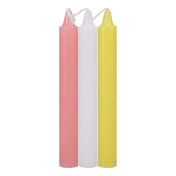Japanese Drip Candles - Pack of 3 Pink/White/Yellow - Bondage Blindfolds & Restraints