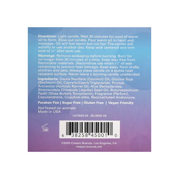 Jelique Massage Candle - 4 oz Fuck Me Vanilla Sugar - Setting The Mood