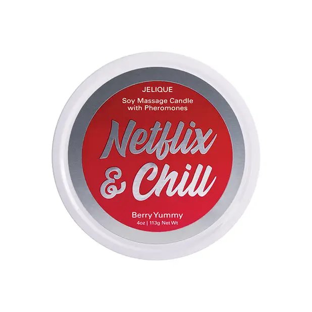 Jelique Massage Candle - 4 oz Netflix & Chill Berry Yummy - Setting The Mood