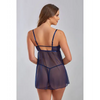Jennie Cross Dyed Galloon Lace & Mesh Babydoll Navy LG - Lingerie - Hanging