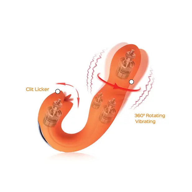 Joi Rotating Head G-Spot Vibrator & Clit Licker - Orange - Vibrators