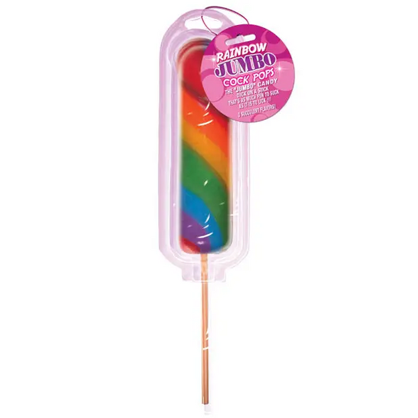 Jumbo Rainbow Pecker Pop on Blister Card - Bachelorette & Party Supplies