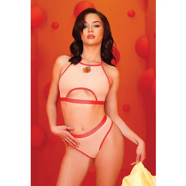 Just Peachy Cut Out Halter Top & Cheeky Panty Nude L/XL - Lingerie - Packaged