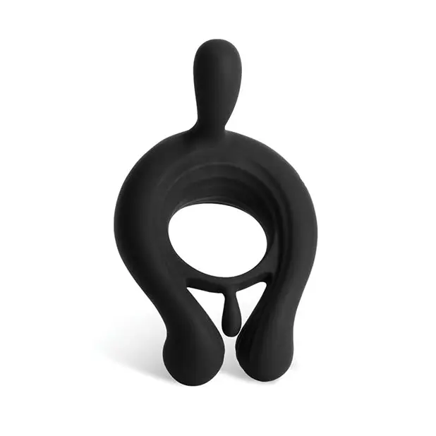 Kairos Vibrating Cock Ring w/ 3 Bullets - Black - Penis Enhancement