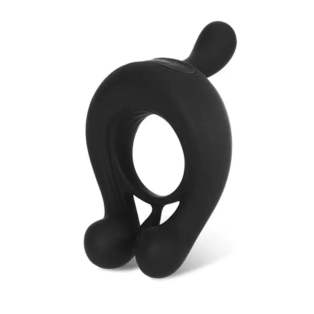 Kairos Vibrating Cock Ring w/ 3 Bullets - Black - Penis Enhancement