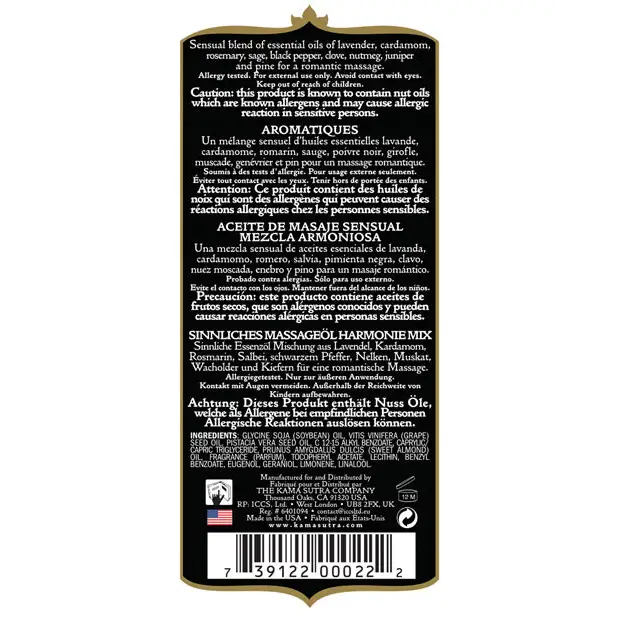 Kama Sutra Aromatic Oil - 8 oz Harmony Blend - Massage Products