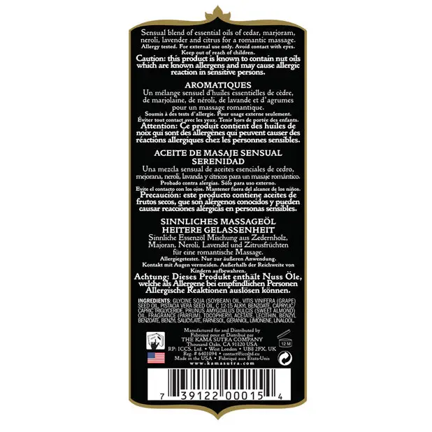 Kama Sutra Aromatic Oil - 8 oz Serenity - Massage Products