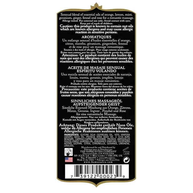 Kama Sutra Aromatic Oil - 8 oz Soaring Spirit - Massage Products