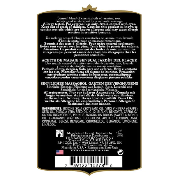 Kama Sutra Aromatics Massage Oil - 2 oz Pleasure Garden - Massage Products