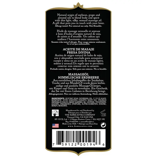 Kama Sutra Naturals Massage Oil - Strawberry - Massage Products