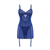 Kehlani Underwire Babydoll w/Detachable Garters & G-String - Cobalt Blue 1X/2X - Lingerie - Plus/Queen - Packaged