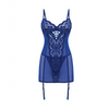 Kehlani Underwire Babydoll w/Detachable Garters & G-String - Cobalt Blue S/M - Lingerie - Packaged