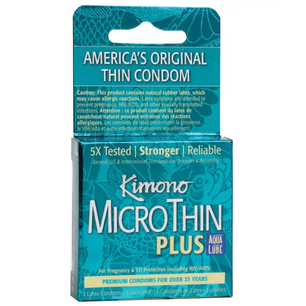 Kimono Micro Thin Aqua Lube Condom - Box of 3 - Condoms