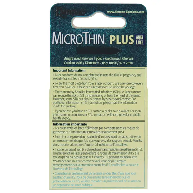 Kimono Micro Thin Aqua Lube Condom - Box of 3 - Condoms
