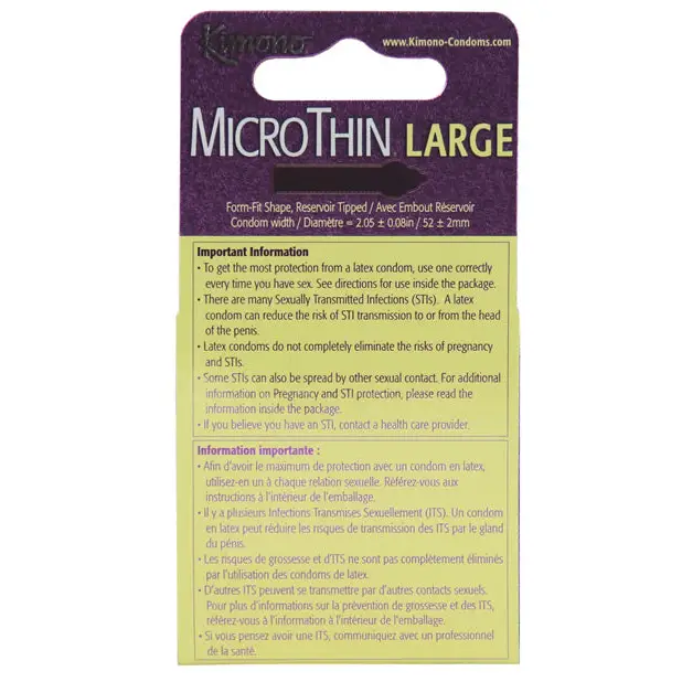 Kimono Micro Thin Large Condom - Box of 3 - Condoms