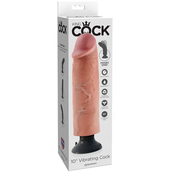 King Cock 10’’ Vibrating Cock - Flesh - Dongs & Dildos