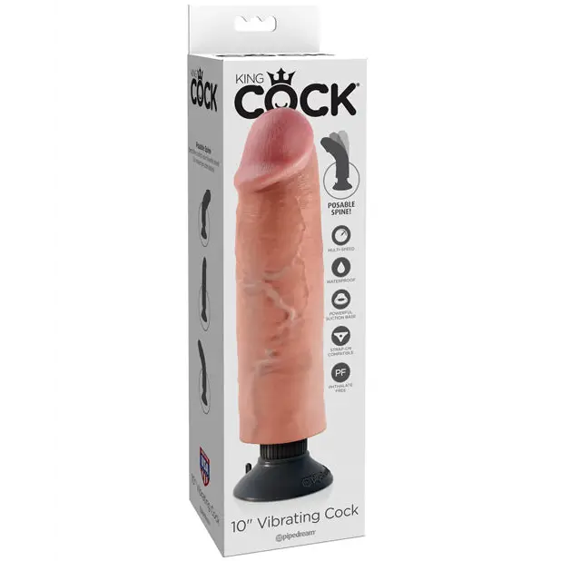 King Cock 10’’ Vibrating Cock - Flesh - Dongs & Dildos