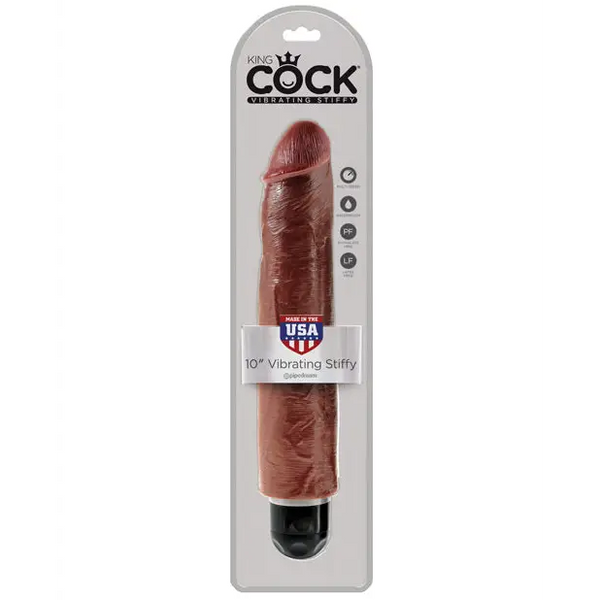 King Cock 10’’ Vibrating Stiffy - Brown - Vibrators