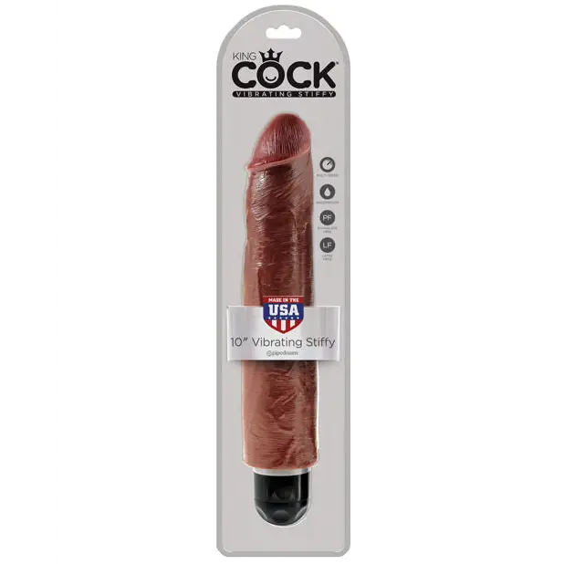 King Cock 10’’ Vibrating Stiffy - Brown - Vibrators