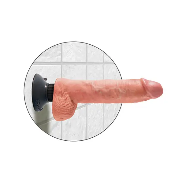 King Cock 10’’ Vibrating Cock w/Balls - Flesh - Dongs & Dildos