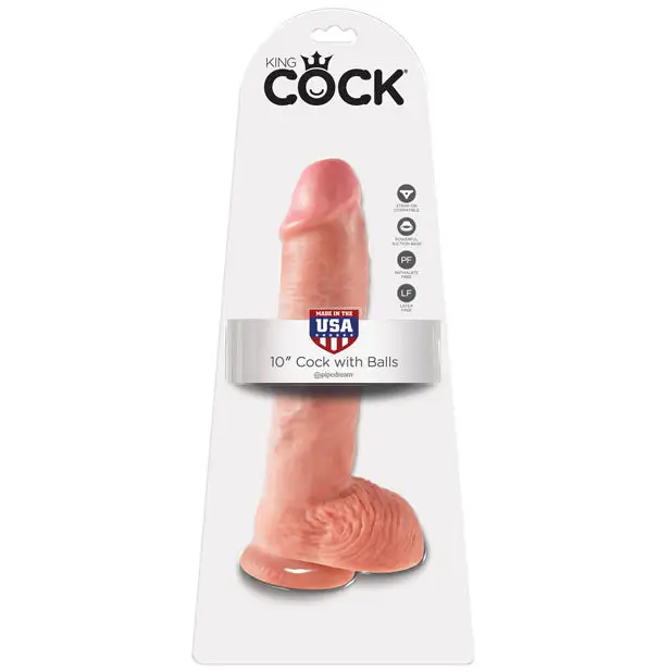 King Cock 10’’ Cock w/Balls - Flesh - Dongs & Dildos