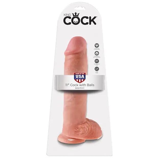 King Cock 11’’ Cock w/Balls - Flesh - Dongs & Dildos