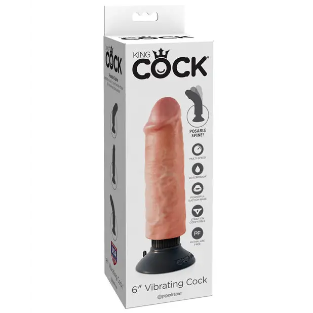 King Cock 6’’ Vibrating Cock - Flesh - Dongs & Dildos