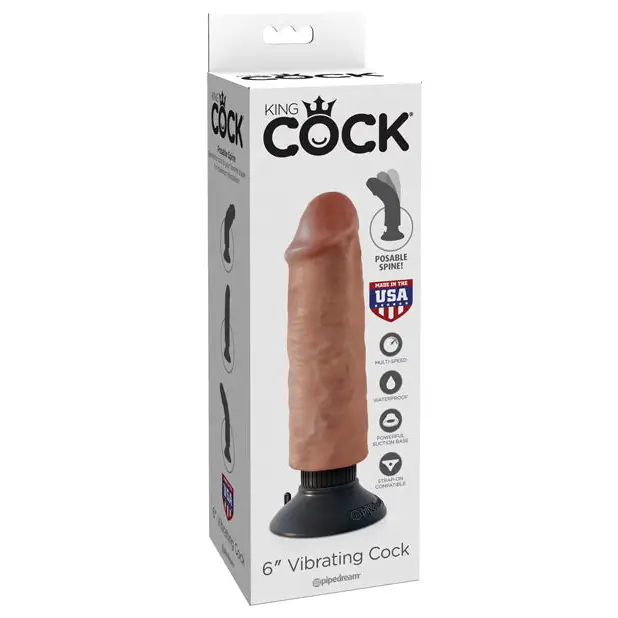 King Cock 6’’ Vibrating Cock - Tan - Vibrators