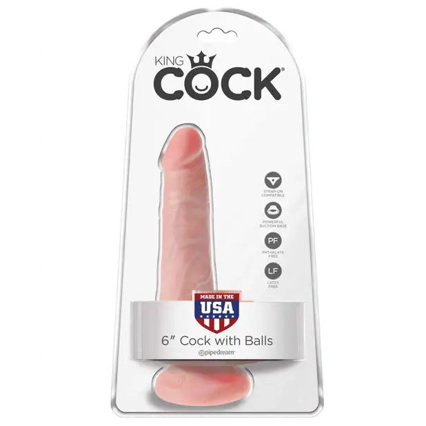 King Cock 6’’ Cock w/Balls - Flesh - Dongs & Dildos
