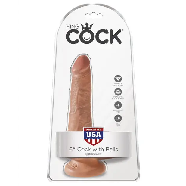 King Cock 6’’ Cock w/Balls - Tan - Dongs & Dildos