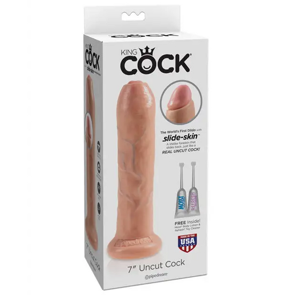 King Cock 7’’ Uncut Dildo - Flesh - Dongs & Dildos