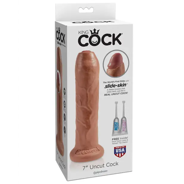 King Cock 7’’ Uncut Dildo - Tan - Dongs & Dildos