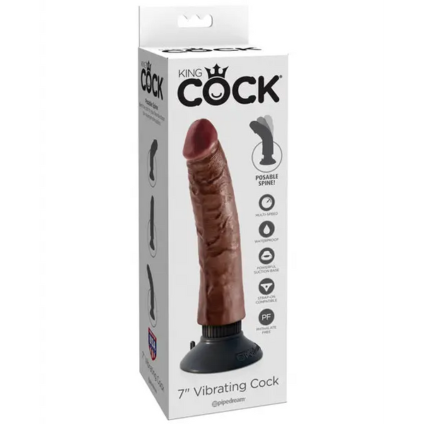 King Cock 7’’ Vibrating Cock - Brown - Dongs & Dildos