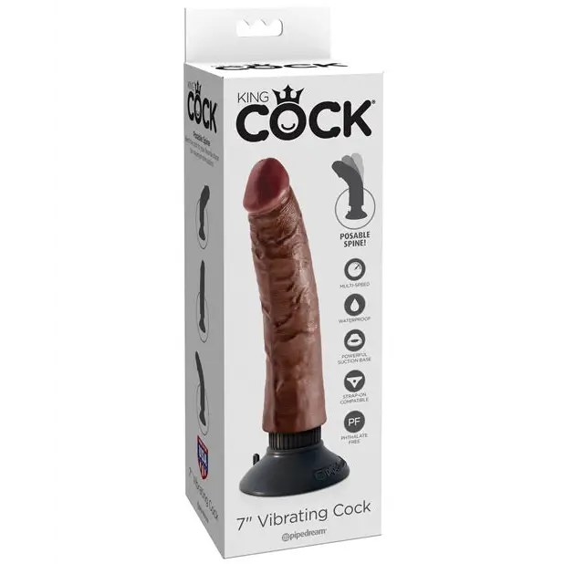 King Cock 7’’ Vibrating Cock - Brown - Dongs & Dildos