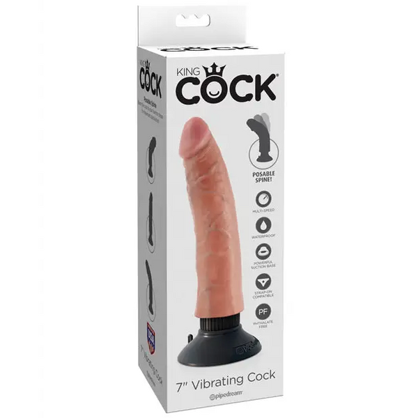 King Cock 7’’ Vibrating Cock - Flesh - Dongs & Dildos