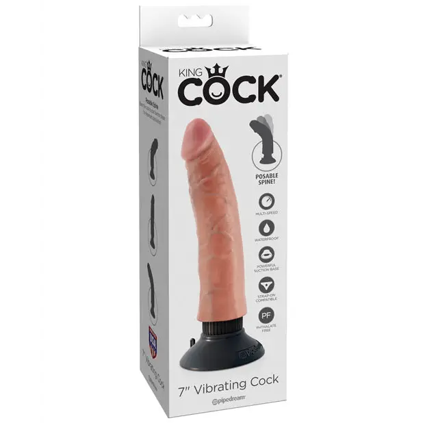 King Cock 7’’ Vibrating Cock - Flesh - Dongs & Dildos