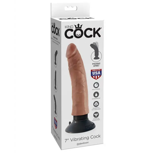 King Cock 7’’ Vibrating Cock - Tan - Vibrators