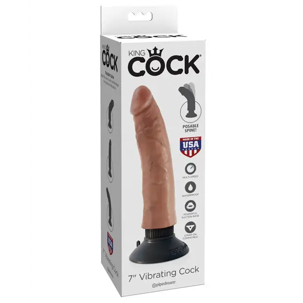 King Cock 7’’ Vibrating Cock - Tan - Vibrators