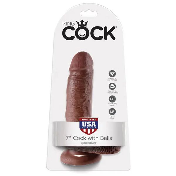 King Cock 7’’ Cock w/Balls - Brown - Dongs & Dildos