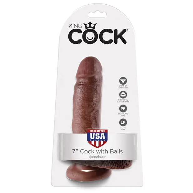King Cock 7’’ Cock w/Balls - Brown - Dongs & Dildos