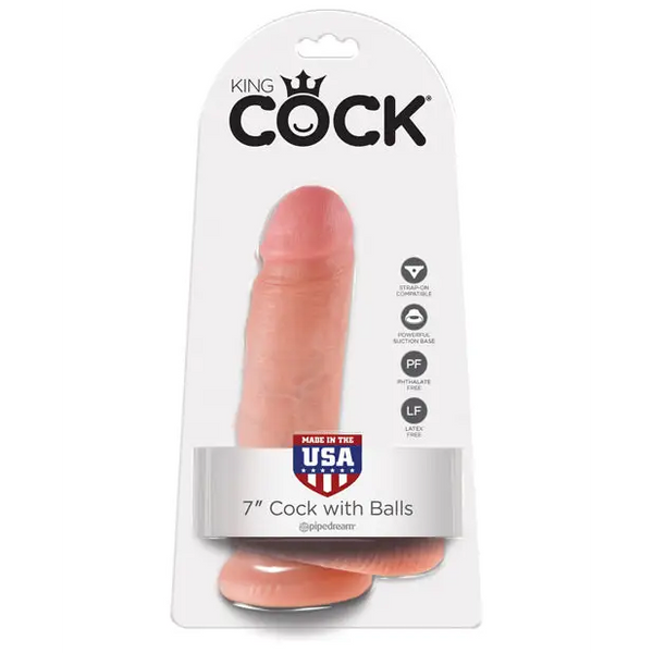 King Cock 7’’ Cock w/Balls - Flesh - Dongs & Dildos