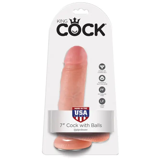 King Cock 7’’ Cock w/Balls - Flesh - Dongs & Dildos