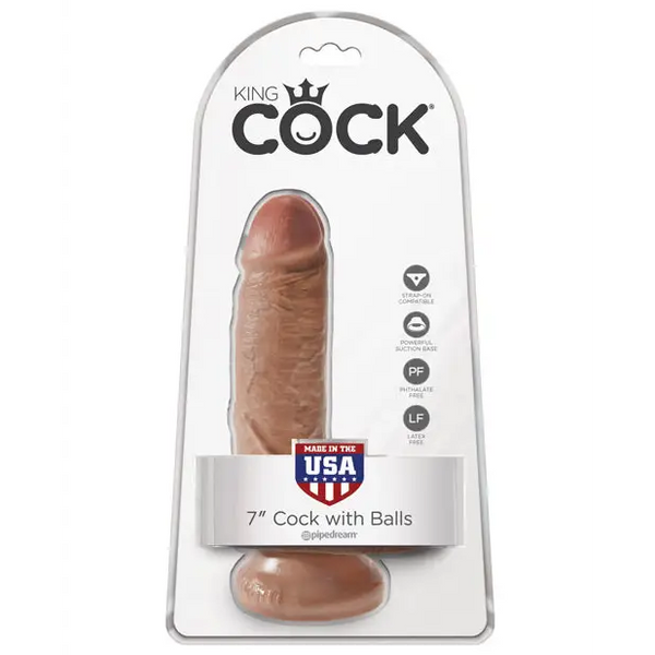 King Cock 7’’ Cock w/Balls - Tan - Dongs & Dildos