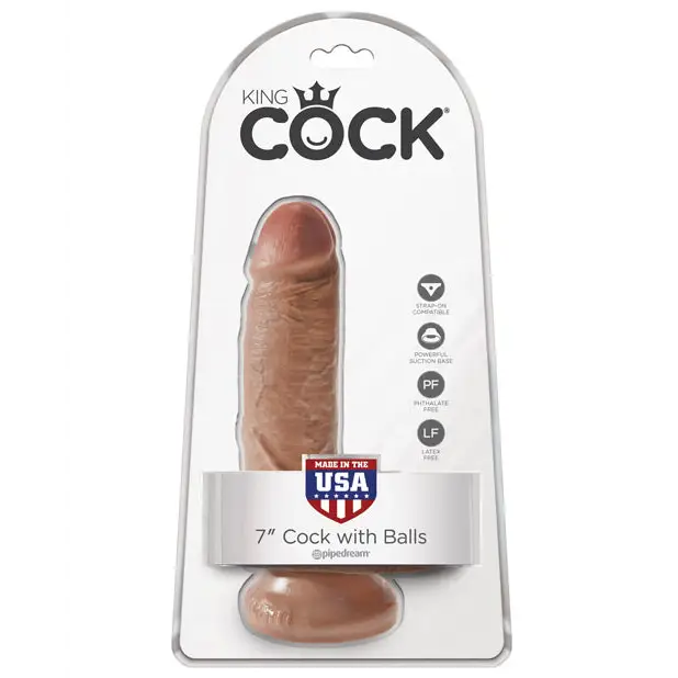 King Cock 7’’ Cock w/Balls - Tan - Dongs & Dildos