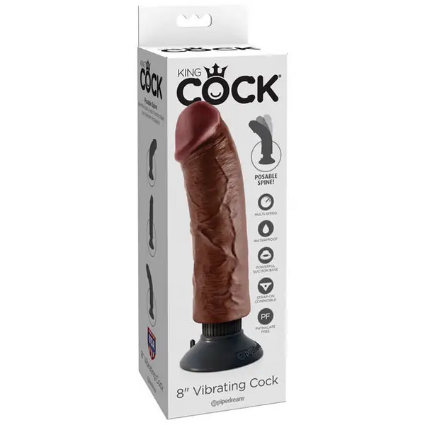 King Cock 8’’ Vibrating Cock - Brown - Dongs & Dildos