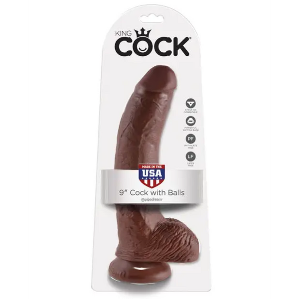 King Cock 9’’ Cock w/Balls - Brown - Dongs & Dildos