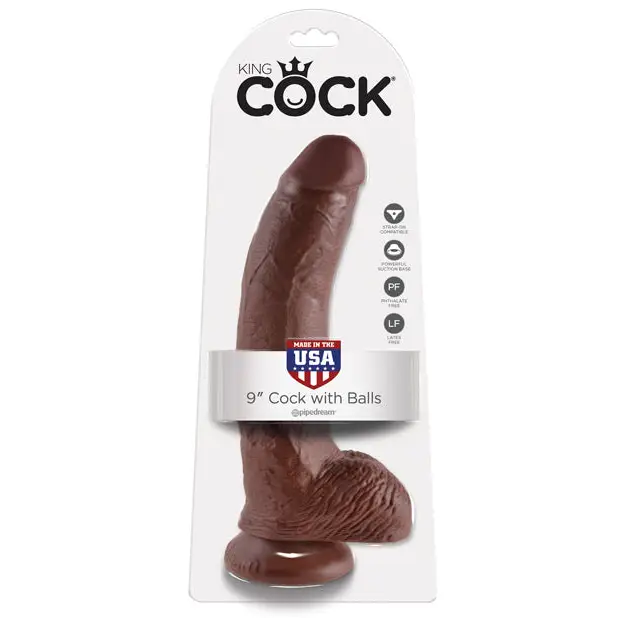 King Cock 9’’ Cock w/Balls - Brown - Dongs & Dildos
