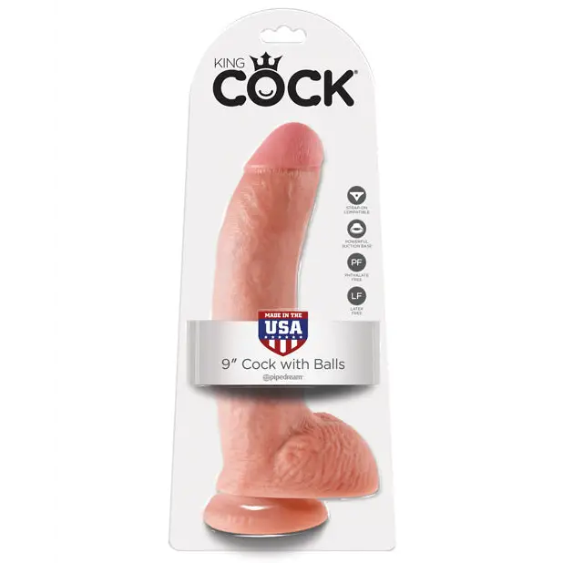 King Cock 9’’ Cock w/Balls - Flesh - Dongs & Dildos